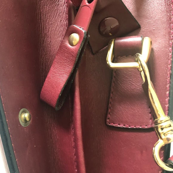 Vintage Mark Cross Italy Burgundy Leather Briefcase w/  Gold Hardware - Picture 9 of 15